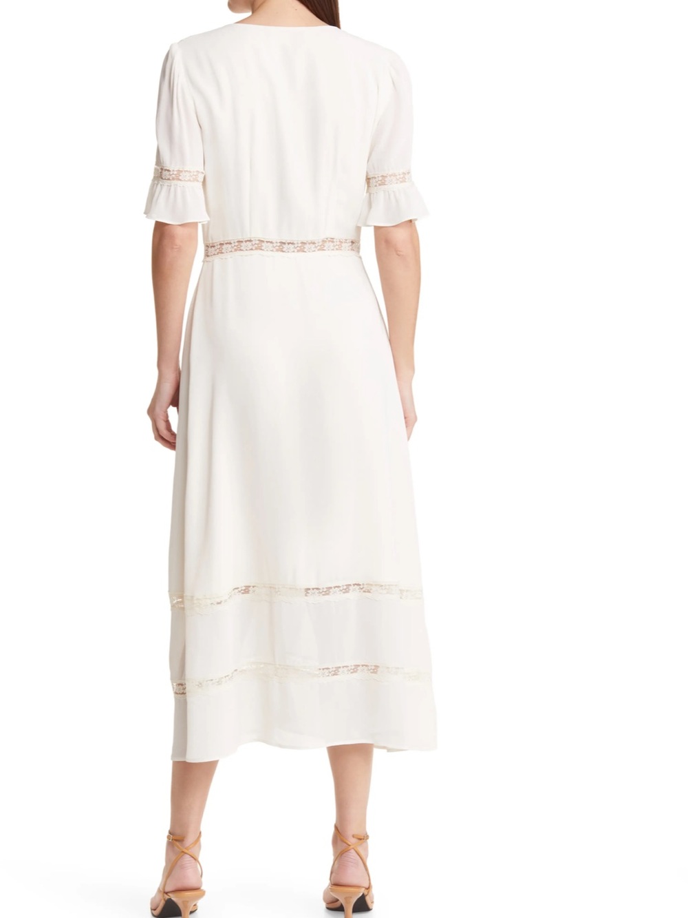 Reformation Cream Lace-Trim Button Front Dress - Picture 5 of 16